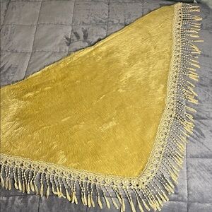 Vintage Gold Fringe Triangle Shawl